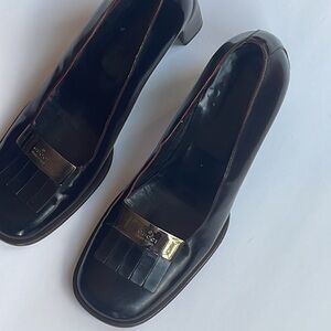 Vintage Gucci Black Block Heel Loafers size 9B